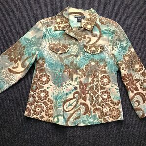 Gaudy Couture Women Size L, Floral Paisley &Batik Boho Style button down jacket